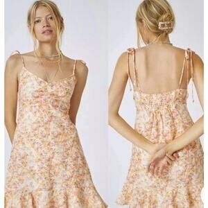 Anthropologie Cloth & Stone Size XS 100% Linen Smocked Mini Sun Dress Floral